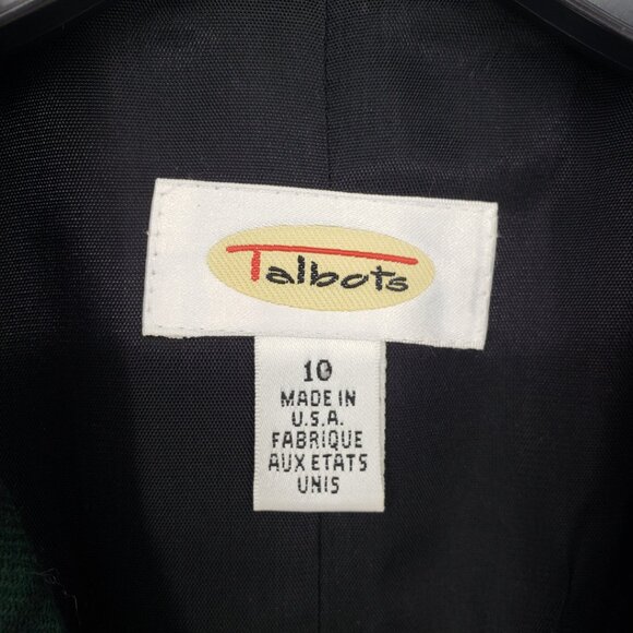 Talbots Vintage Wool Blackwatch Plaid Long Blazer Jacket 10 Velvet  Green Blue - Picture 3 of 8